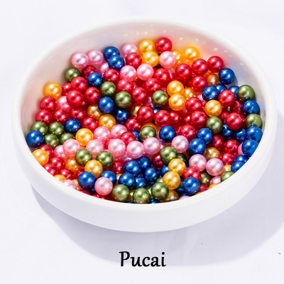 100-1000 τμχ 4-10/mm Ασημί Χωρίς τρύπα ABS Imitation Pearl Beads Round Loose Beads for DIY Jewelry Supplies Decorator Crafts