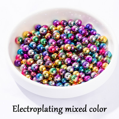 100-1000 τμχ 4-10/mm Ασημί Χωρίς τρύπα ABS Imitation Pearl Beads Round Loose Beads for DIY Jewelry Supplies Decorator Crafts