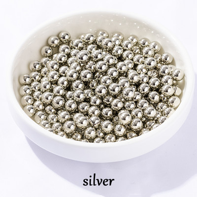 100-1000 τμχ 4-10/mm Ασημί Χωρίς τρύπα ABS Imitation Pearl Beads Round Loose Beads for DIY Jewelry Supplies Decorator Crafts