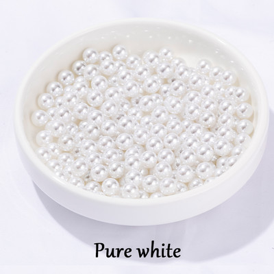 100-1000 τμχ 4-10/mm Ασημί Χωρίς τρύπα ABS Imitation Pearl Beads Round Loose Beads for DIY Jewelry Supplies Decorator Crafts