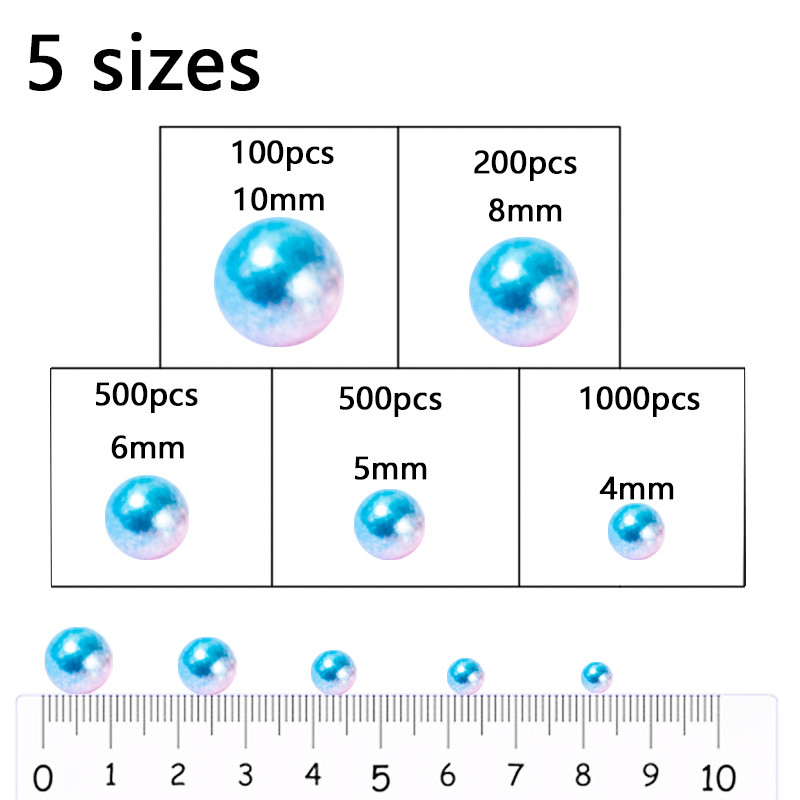100-1000 τμχ 4-10/mm Ασημί Χωρίς τρύπα ABS Imitation Pearl Beads Round Loose Beads for DIY Jewelry Supplies Decorator Crafts