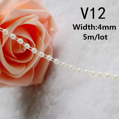 Vairāku izmēru ziloņkaula/baltas krāsas ABS imitācijas pērļu krelles ķēdes apdares šūšana kāzu ballīšu dekorēšanai.