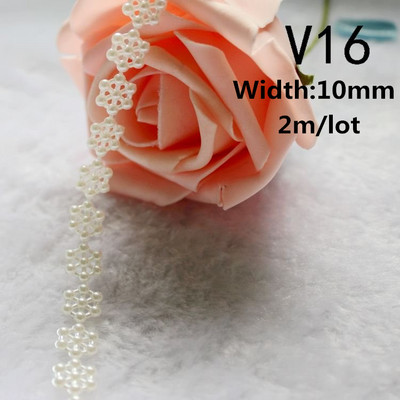 Vairāku izmēru ziloņkaula/baltas krāsas ABS imitācijas pērļu krelles ķēdes apdares šūšana kāzu ballīšu dekorēšanai.