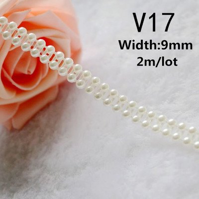 Vairāku izmēru ziloņkaula/baltas krāsas ABS imitācijas pērļu krelles ķēdes apdares šūšana kāzu ballīšu dekorēšanai.