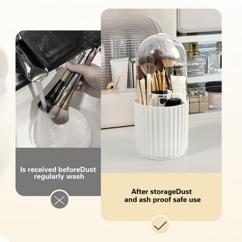 Meigipintsli hoidik läbipaistev tolmukindel mitme sahtel kaanega 360° pöörlev meigipintsli ümbris Kontoritarbed