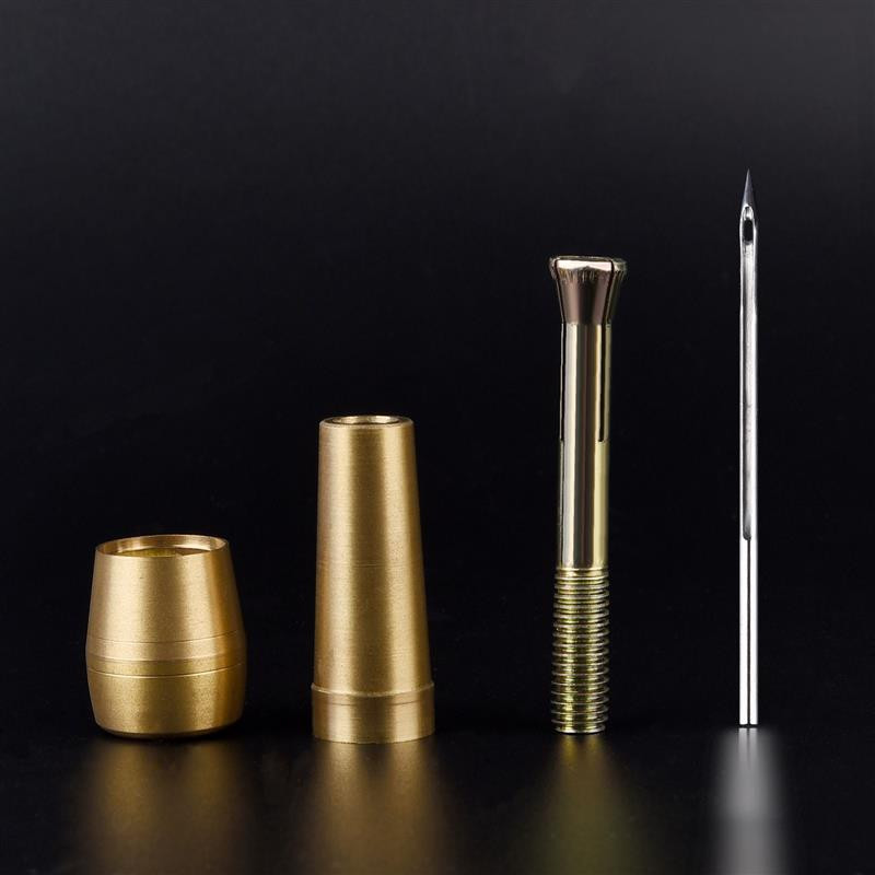 Ādas šūšanas komplekts DIY Ādas šūšanas auklas adata ar vara rokturi Ādas audekla telts apavu labošanas rīks ar neilona diegu