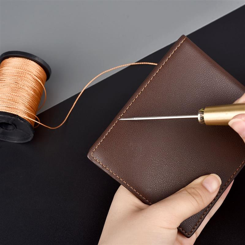 Ādas šūšanas komplekts DIY Ādas šūšanas auklas adata ar vara rokturi Ādas audekla telts apavu labošanas rīks ar neilona diegu