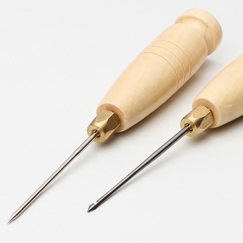 Ādas šūšanas komplekts DIY Ādas šūšanas auklas adata ar vara rokturi Ādas audekla telts apavu labošanas rīks ar neilona diegu