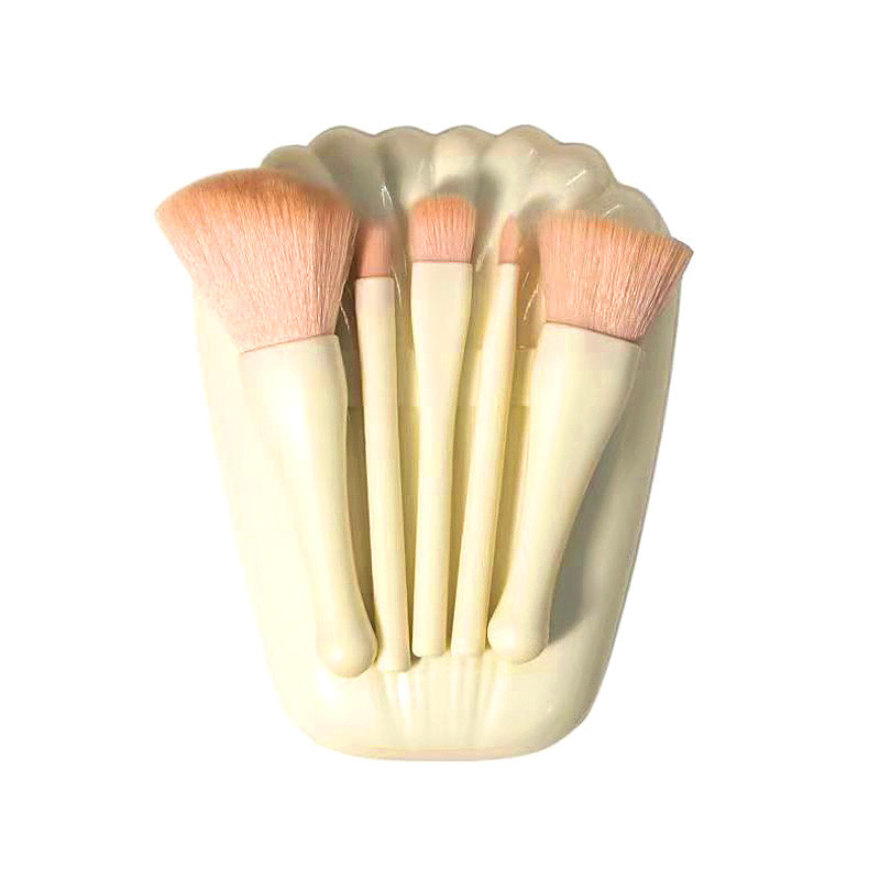 Jauna 5-daļīga Shell aplauzuma otiņa, moderns un ērts komplekts ar spoguli, pūdera otu acu ēnas skaistumkopšanas otu skaistumkopšanas rīki