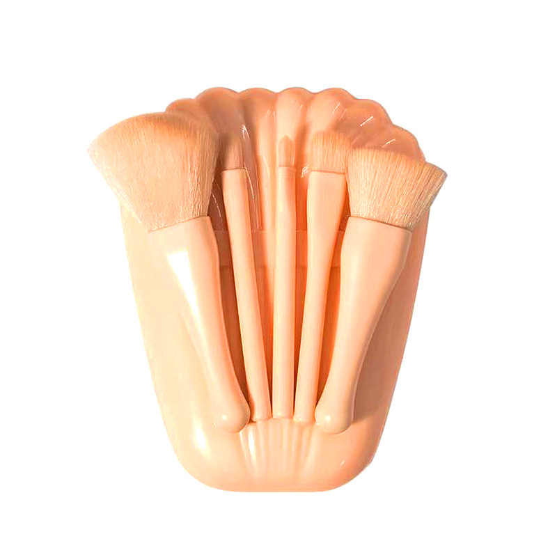 Jauna 5-daļīga Shell aplauzuma otiņa, moderns un ērts komplekts ar spoguli, pūdera otu acu ēnas skaistumkopšanas otu skaistumkopšanas rīki