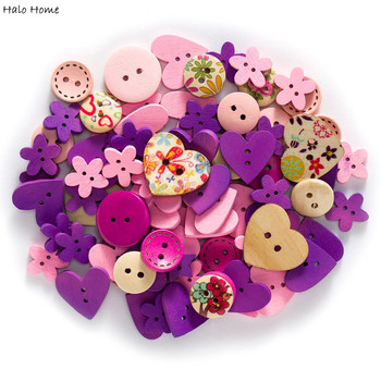 40 грама смесено цветно сладко дървено копче за шиене Декорация на бележки, ръчно изработено DIY занаяти Детско ръчно копче