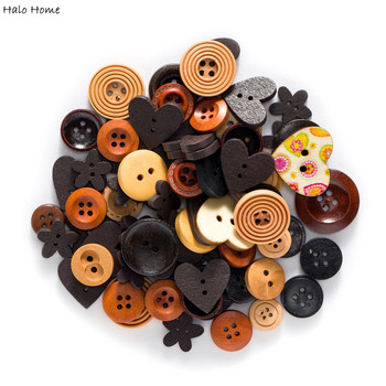 40 грама смесено цветно сладко дървено копче за шиене Декорация на бележки, ръчно изработено DIY занаяти Детско ръчно копче