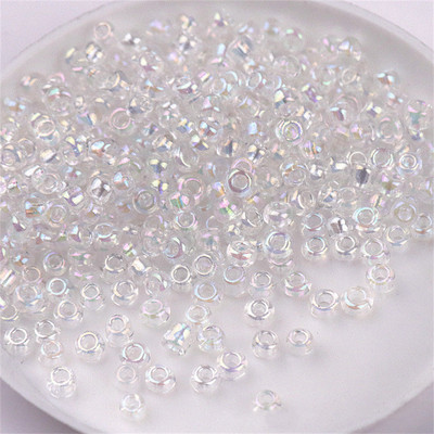 Daudzizmēru 1,5–4 mm stikla rīsu krelles burvju krāsas caurspīdīgas imitācijas Nissan krāsu izkaisītas krelles, kas izgatavotas ar savām rokām, pušķu aksesuāri