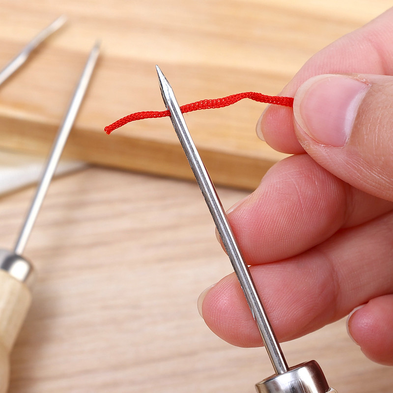 3 τεμ. Δερμάτινη χειροτεχνία ραπτικής Awl Kit Ξύλινη λαβή DIY Stittching Punching Leather Needle Gadgets Επισκευή δέρματος παπουτσιών Εργαλεία κροσέ