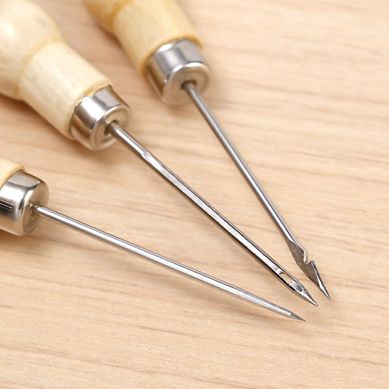 3 τεμ. Δερμάτινη χειροτεχνία ραπτικής Awl Kit Ξύλινη λαβή DIY Stittching Punching Leather Needle Gadgets Επισκευή δέρματος παπουτσιών Εργαλεία κροσέ