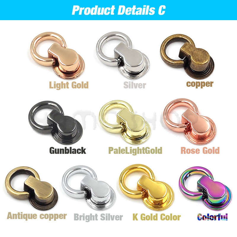 10 komplektu metāla O gredzenveida tapas kniedes atskrūvējamā aizmugure, pakaramo skavas, somas sānu malas enkura saites aparatūra mazai somas somiņai