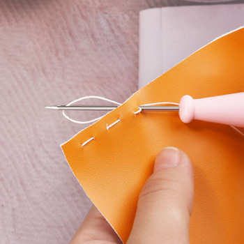 1 τεμ. Ατσάλινο Stitcher Sewing Awl Bags Hook Hook DIY Χειροποίητο Δερμάτινο Εργαλείο χειροτεχνίας Πλαστική λαβή κωνική βελόνα βελόνα επισκευής παπουτσιών