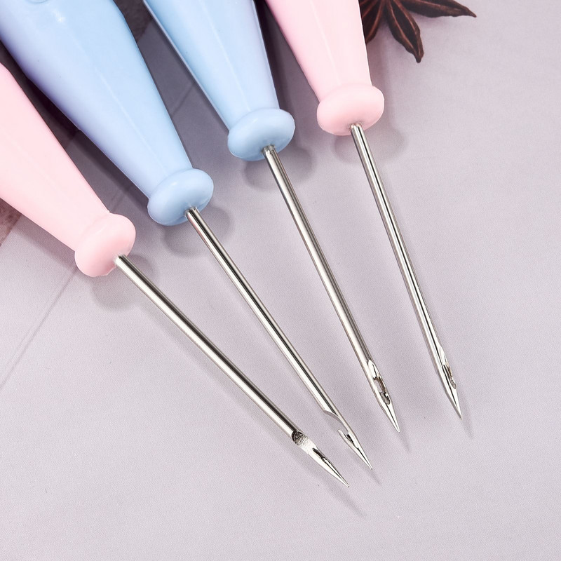 1 gab. Tērauda šuvēja šūšanas īlens maisiņi caurumu āķis DIY rokām darināts ādas amatniecības rīks plastmasas rokturis konusa adata apavu remonta adata