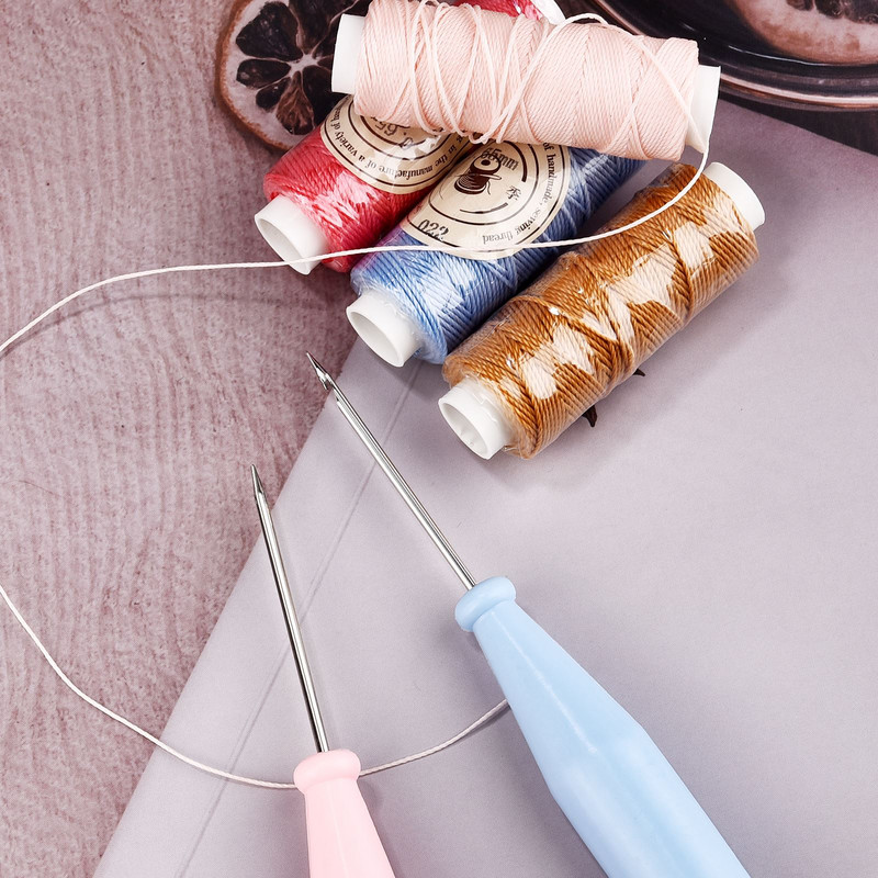 1 gab. Tērauda šuvēja šūšanas īlens maisiņi caurumu āķis DIY rokām darināts ādas amatniecības rīks plastmasas rokturis konusa adata apavu remonta adata