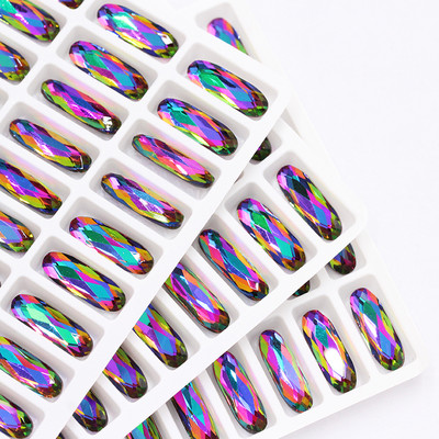 XIAOPU Long, klasisks ovāls K9 stikla vaļīgs rhinestones nagu mākslai Pointback Strass Crystal aplikācijas līme uz apģērba DIY Amatniecība