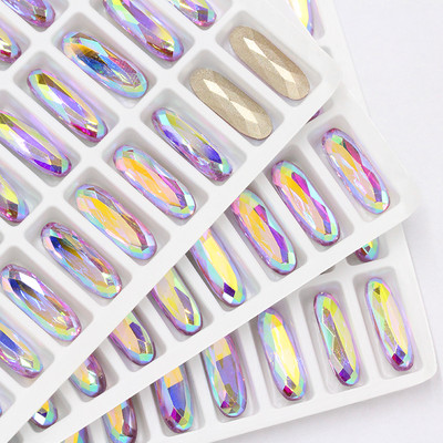 XIAOPU Long, klasisks ovāls K9 stikla vaļīgs rhinestones nagu mākslai Pointback Strass Crystal aplikācijas līme uz apģērba DIY Amatniecība