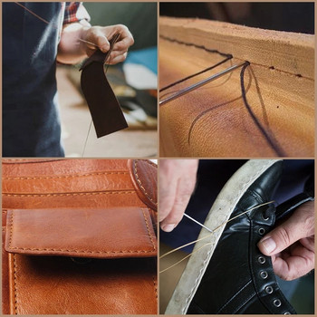 Комплект за шиене на кожа DIY Leather Craft Tools Set Шило за шило с медна дръжка Игла за платнени обувки Ремонт на шевни аксесоари