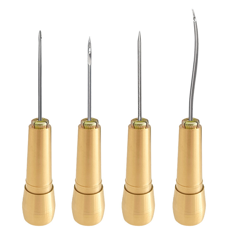 Ādas šūšanas komplekts DIY Ādas amatniecības rīku komplekts Šūšanas īlens ar vara roktura adatu kanvas apavu remontam Šūšanas piederumi