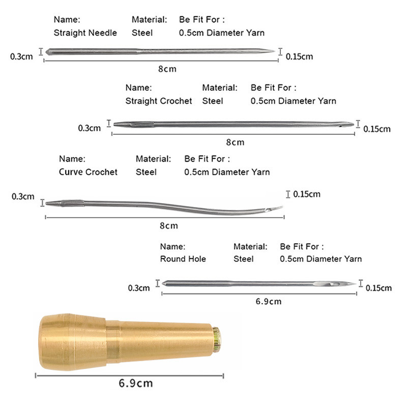 Ādas šūšanas komplekts DIY Ādas amatniecības rīku komplekts Šūšanas īlens ar vara roktura adatu kanvas apavu remontam Šūšanas piederumi