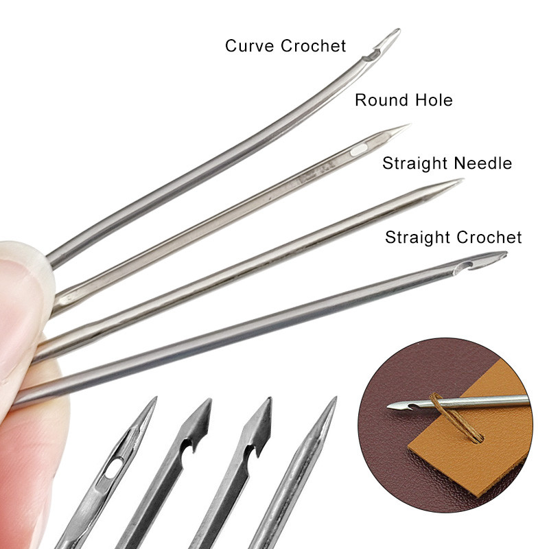 Ādas šūšanas komplekts DIY Ādas amatniecības rīku komplekts Šūšanas īlens ar vara roktura adatu kanvas apavu remontam Šūšanas piederumi