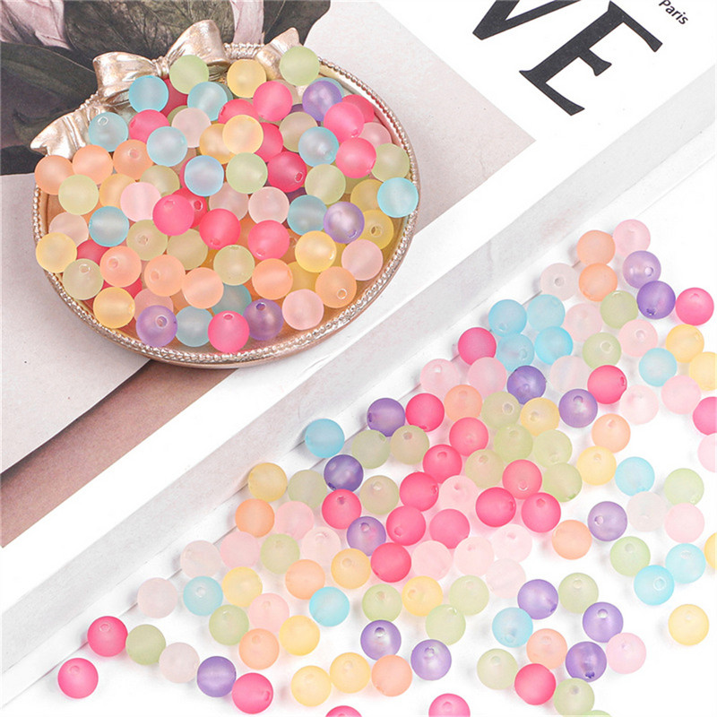 8mm-12mm Akrila simfonija caurspīdīga gumija matēta lodīšu krelles, rokassprādze, kaklarota, auskari, mājas rotaslietas, aksesuāri