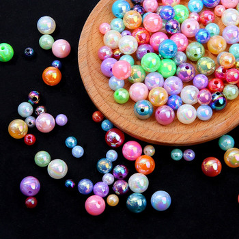 6/8/10 mmABS имитация на перли AB цветни топчета мъниста Направи си сам ръчно изработени мъниста от свободни мъниста Материал за бижута за коса Аксесоари Гривна