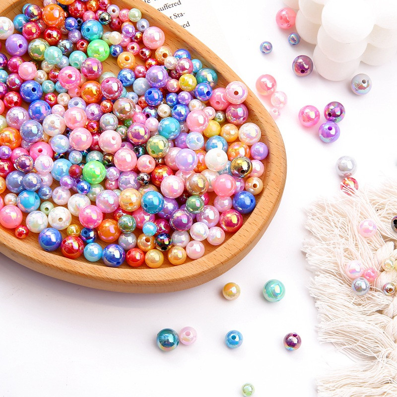 6/8/10mmABS Imitation Pearl AB Color Ball Beads DIY Handmade Beaded Loose Bead Material Αξεσουάρ για τα μαλλιά Βραχιόλι