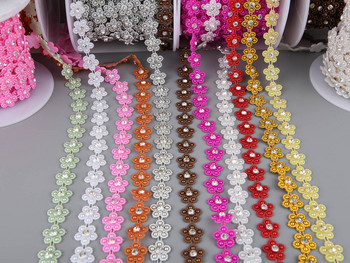 1 Yards 14mm πλάτος ABS Flatback Imitation Pearl with 4mm Rhinestones Trim Lace for Wedding Dress Uplique Κατασκευή κοσμημάτων