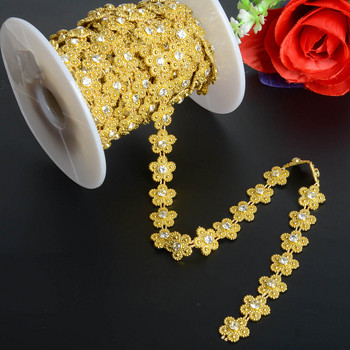 1 Yards 14mm πλάτος ABS Flatback Imitation Pearl with 4mm Rhinestones Trim Lace for Wedding Dress Uplique Κατασκευή κοσμημάτων