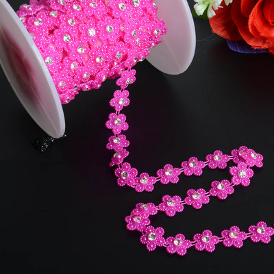 1 Yards 14mm πλάτος ABS Flatback Imitation Pearl with 4mm Rhinestones Trim Lace for Wedding Dress Uplique Κατασκευή κοσμημάτων