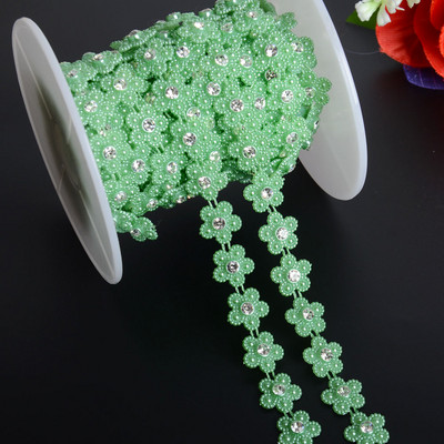 1 Yards 14mm πλάτος ABS Flatback Imitation Pearl with 4mm Rhinestones Trim Lace for Wedding Dress Uplique Κατασκευή κοσμημάτων