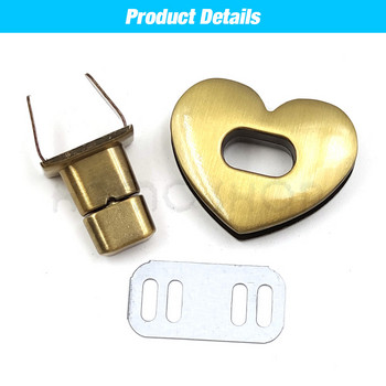 1 τεμ 30m/32mm Μεταλλικές αγκράφες με κούμπωμα κλειδαριάς σε σχήμα καρδιάς για ντεκόρ καπέλου τσάντας Εξοπλισμός DIY Αξεσουάρ δερμάτινη τσάντα χειροτεχνίας