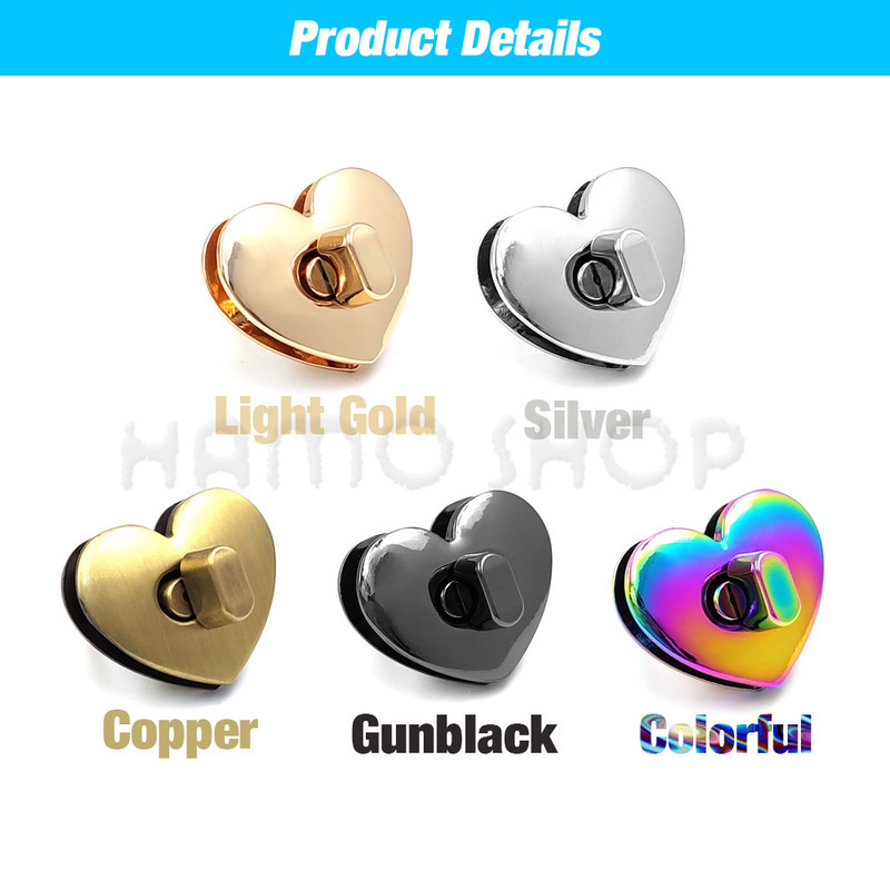 1 τεμ 30m/32mm Μεταλλικές αγκράφες με κούμπωμα κλειδαριάς σε σχήμα καρδιάς για ντεκόρ καπέλου τσάντας Εξοπλισμός DIY Αξεσουάρ δερμάτινη τσάντα χειροτεχνίας