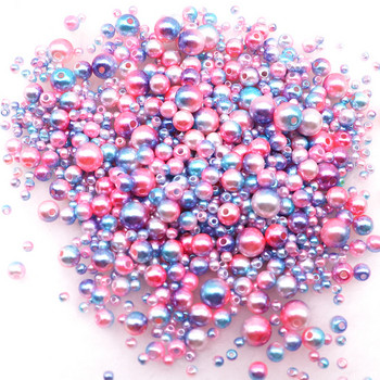 20g Кръгли перлени мъниста с цвят на русалка, 3-8 мм, градиентни перлени мъниста от ABS кристали за Направи си сам декоративни аксесоари за нокти