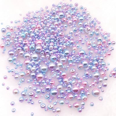 20g Mermaid Color Round Pearl Beads 3-8mm Gradiented ABS Rhinestone Pearls Beads for DIY Nail Art Διακοσμητικά Αξεσουάρ