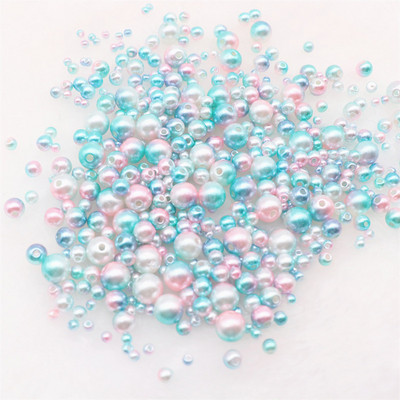 20g Mermaid Color Round Pearl Beads 3-8mm Gradiented ABS Rhinestone Pearls Beads for DIY Nail Art Διακοσμητικά Αξεσουάρ