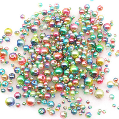 20g Mermaid Color Round Pearl Beads 3-8mm Gradiented ABS Rhinestone Pearls Beads for DIY Nail Art Διακοσμητικά Αξεσουάρ