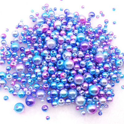 20g Mermaid Color Round Pearl Beads 3-8mm Gradiented ABS Rhinestone Pearls Beads for DIY Nail Art Διακοσμητικά Αξεσουάρ