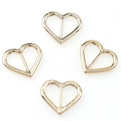 10 gab. Metāla zelta šķembu krāsa sirds apaļa, izliekta trīs slīdošā slīdņa regulēšanas sprādzes platāka stila mugursomas siksna, siksna āra soma P