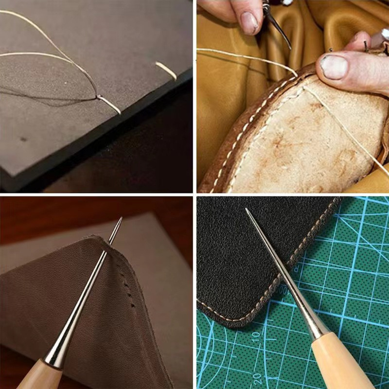 Σουβίλι για ράψιμο Δερμάτινη χειροτεχνία Ραφή Σουβίλι Επαγγελματική διάτρηση Εργαλεία στρογγυλής τρύπας Αξεσουάρ Ατσάλινο ξύλο Ξύλινη λαβή Diy Craft