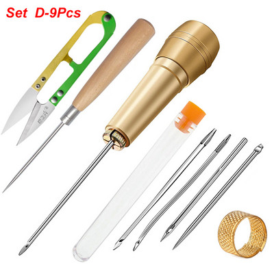 Χάλκινη λαβή ραψίματος Awl Speedy Stitcher Shoe Binding Tool Kit for Clothing Fabric Repairing Leather Craft Awl Punch Tool