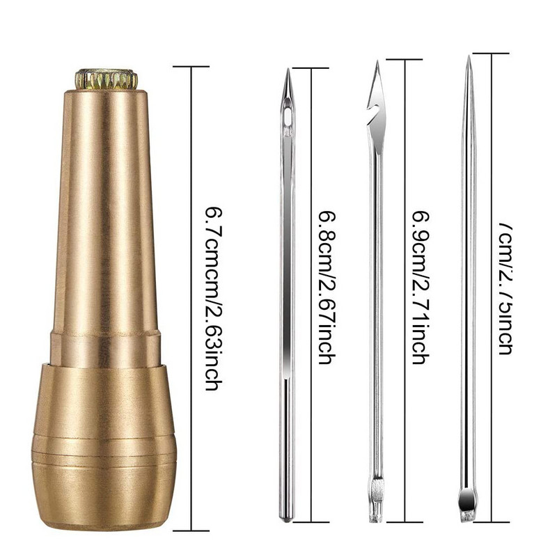 Δερμάτινο κιτ ραπτικής DIY Δερμάτινη βελόνα ραπτικής βελόνας με χάλκινη λαβή Σετ δερμάτινα ενδύματα σκηνής Παπούτσια επισκευής εργαλείου Νάιλον