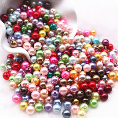 Mărgele de perle rotunde de 20g amestecate 3/4/5/6/8/10mm margele acrilice distanțier mărgele libere pentru fabricarea de bijuterii DIY, accesorii, accesorii
