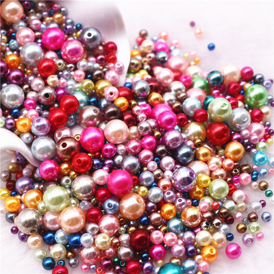 Mărgele de perle rotunde de 20g amestecate 3/4/5/6/8/10mm margele acrilice distanțier mărgele libere pentru fabricarea de bijuterii DIY, accesorii, accesorii