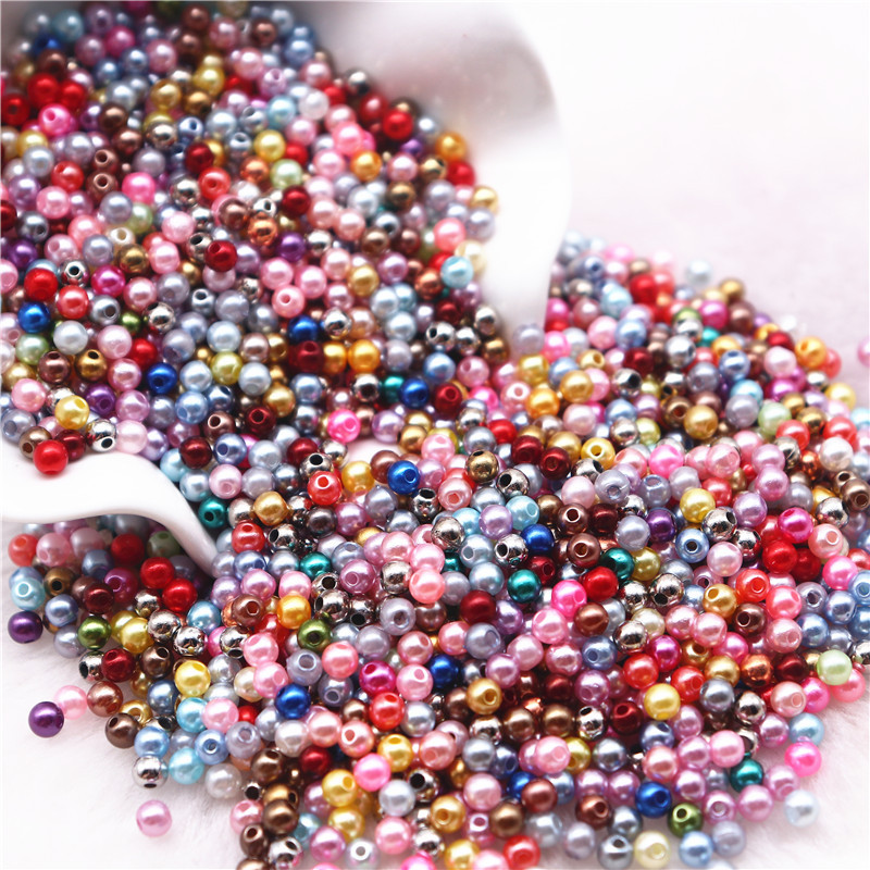 Mărgele de perle rotunde de 20g amestecate 3/4/5/6/8/10mm margele acrilice distanțier mărgele libere pentru fabricarea de bijuterii DIY, accesorii, accesorii